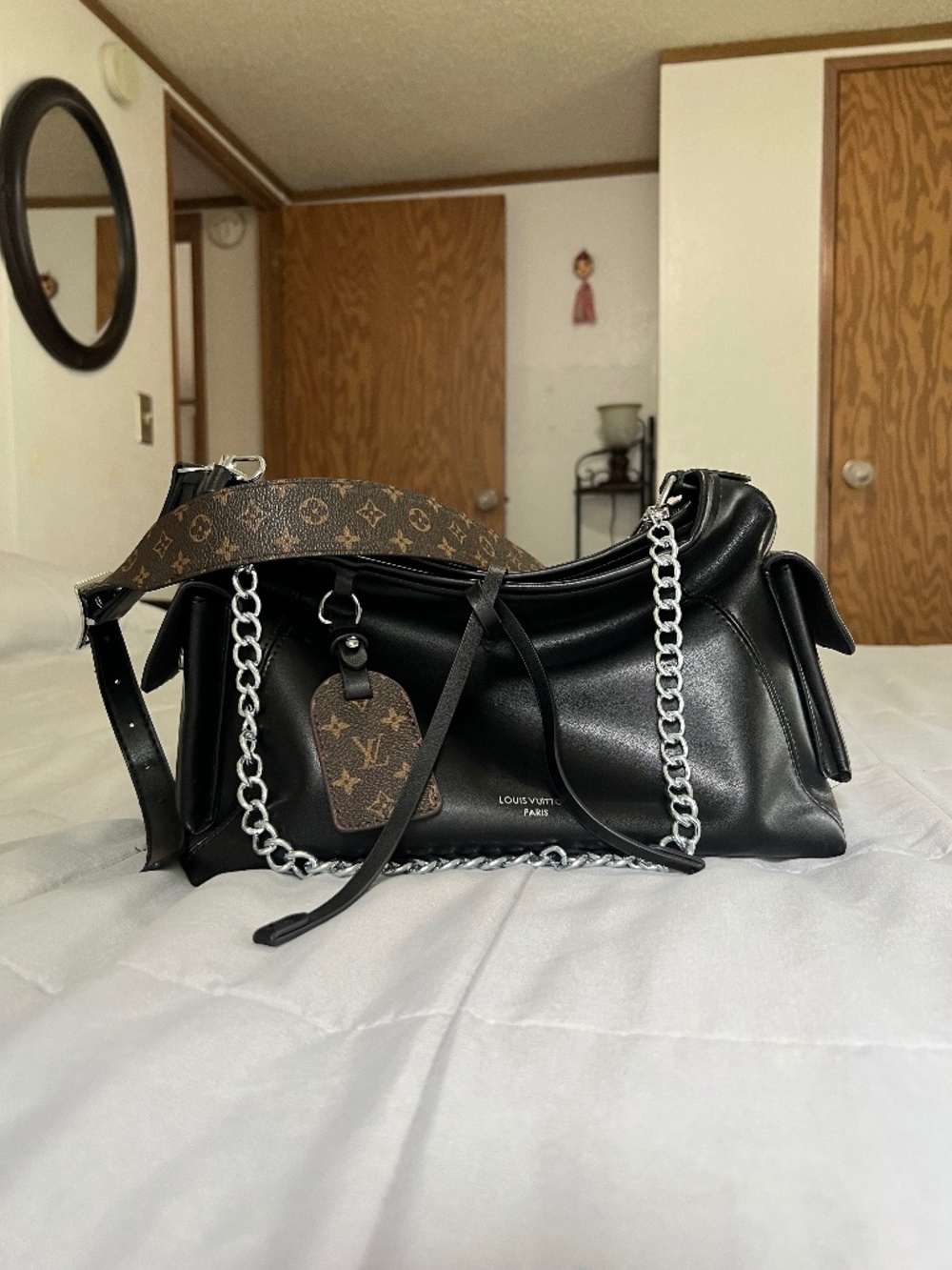 Black LV style shoulder Bag